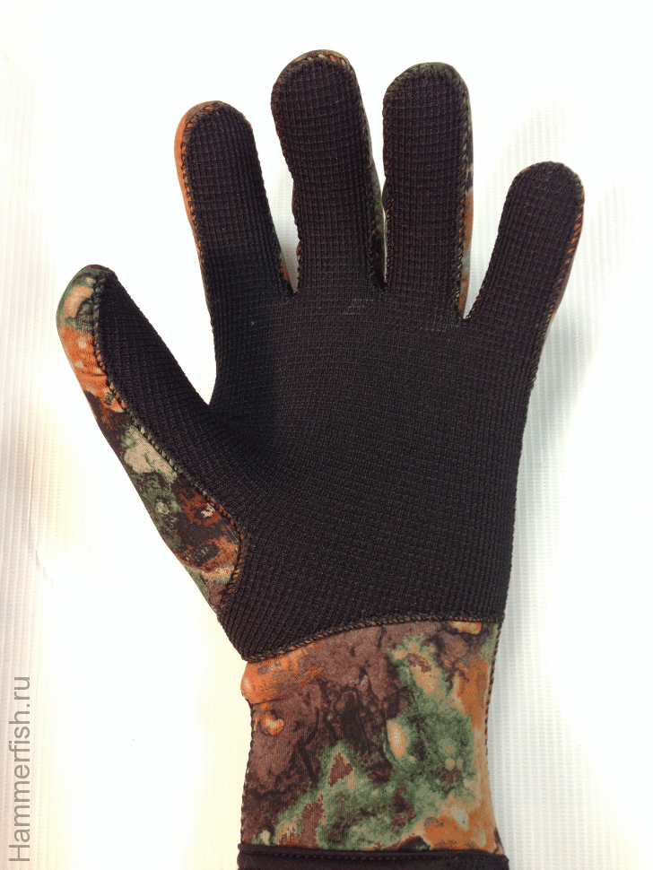 Перчатки 3 мм AQUASTRETCH HAMMERFISH пятипалые (камуфляж)