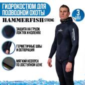Гидрокостюм для подводной охоты в теплой воде 3 мм HAMMERFISH STRONG BLACK/AQUASTRETCH штаны по грудь