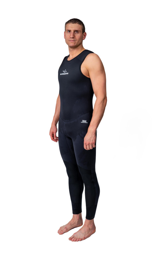 Гидрокостюм для подводной охоты 9 мм HAMMERFISH STRONG BLACK, открытая пора, штаны по грудь