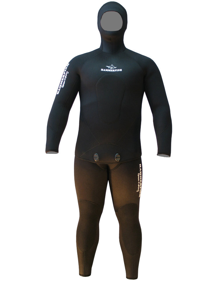 Гидрокостюм для подводной охоты 7 мм HAMMERFISH BLACK, открытая пора, длинные штаны