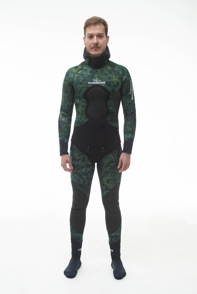 Гидрокостюм 9 мм AQUASTRETCH CAMO GREEN HAMMERFISH/открытая пора