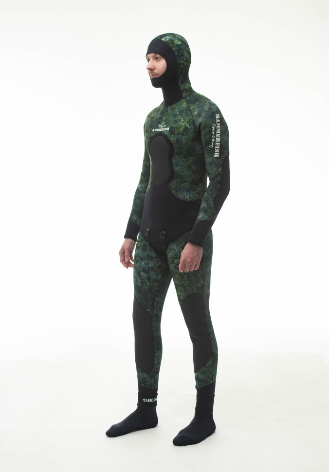 Гидрокостюм 9 мм AQUASTRETCH CAMO GREEN HAMMERFISH/открытая пора