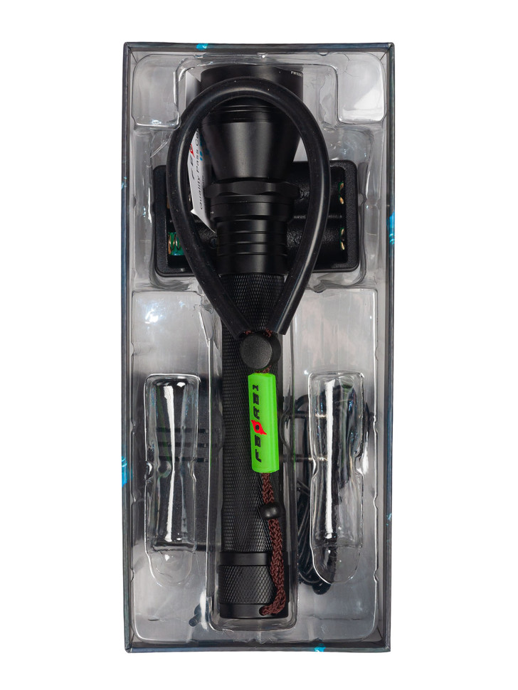 Фонарь FEREI W152II, белый свет, диод XPL. Яркость: 1000Lm (заявлено производителем). Световой поток 5500 К. Вес 273 гр, размеры: 22*3,5*2,7 см. Типоразмер аккумуляторов: 2 х 18650. Переключатель — кольцевой магнитный. Аккумуляторы и зарядное устройство в
